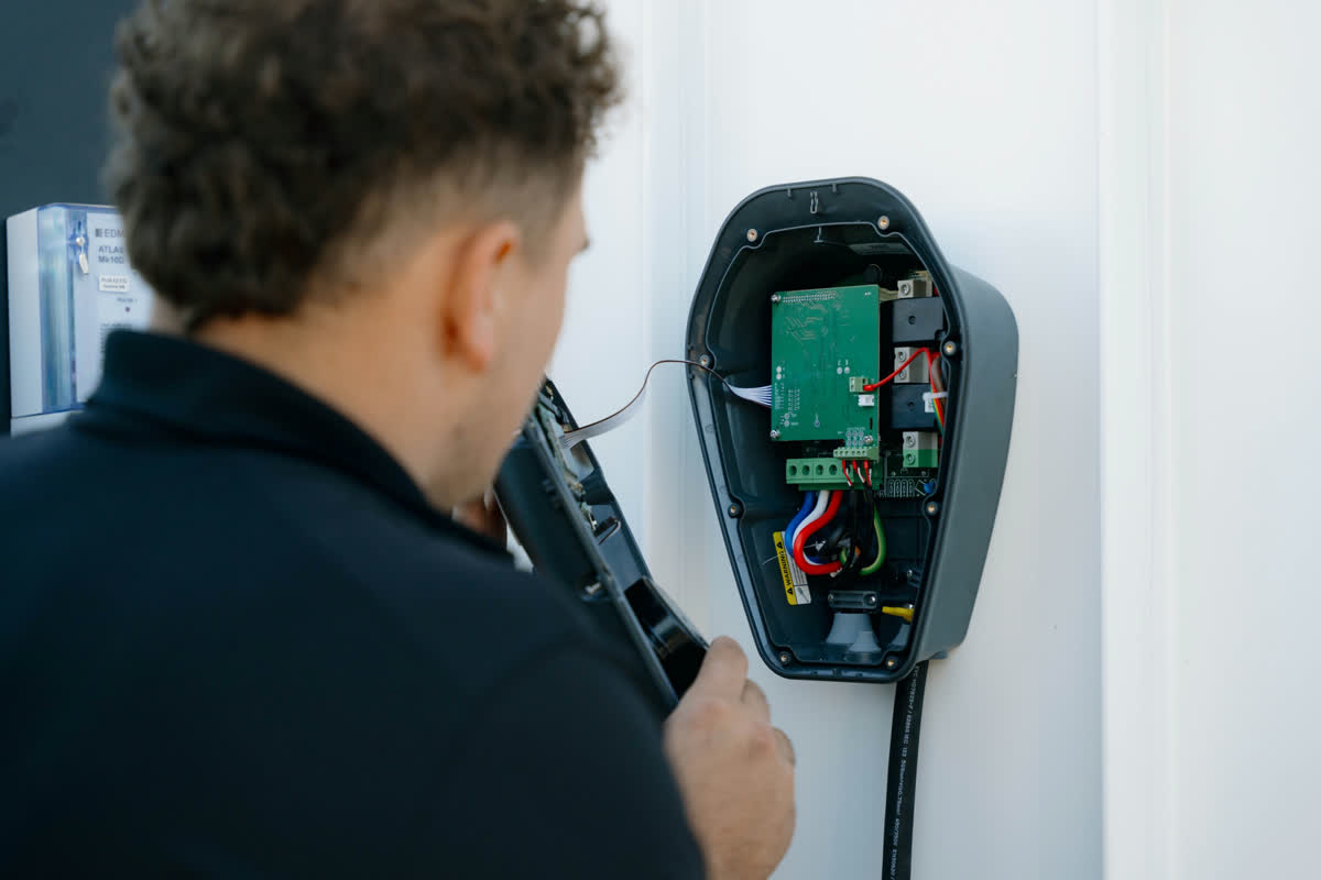 James wiring an Ocular EV charger